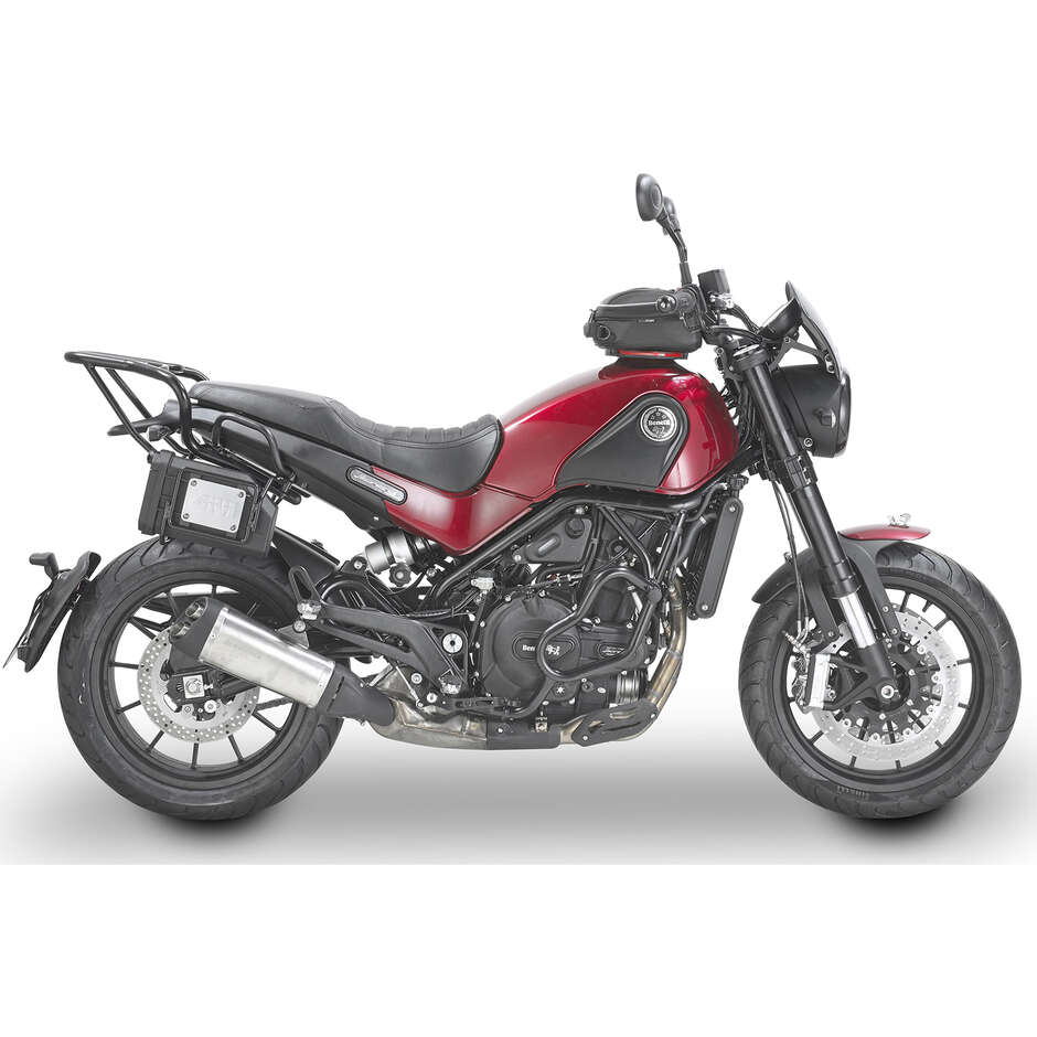 Glänzend schwarzer röhrenförmiger Motorschutz Integrierter Schieber Givi TN8704 für BENELLI Leoncino 500 / Leoncino 500 Trail (17 > 24)